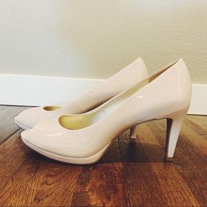 Blush patent high heels